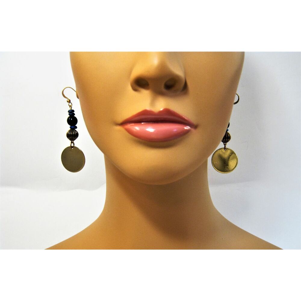 Set of Handcrafted Glass BOHO style Glass Beaded Drop Hoop Earrings 2.5in - Picture 6 of 8